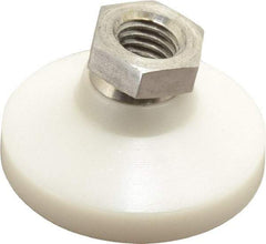 Vlier - 700 Lb Capacity, 1/2-13 Thread, 1-1/8" OAL, Stainless Steel Stud, Tapped Pivotal Socket Mount Leveling Pad - 1-7/8" Base Diam, Delrin Pad, 3/4" Hex - Benchmark Tooling