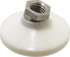 Vlier - 1200 Lb Capacity, 5/8-11 Thread, 1-1/4" OAL, Stainless Steel Stud, Tapped Pivotal Socket Mount Leveling Pad - 2-1/2" Base Diam, Delrin Pad, 7/8" Hex - Benchmark Tooling