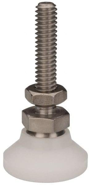 Vlier - 1/4-20 Bolt Thread, Studded Pivotal Stud Mount Leveling Pad & Mount - 200 Max Lb Capacity, 1" Base Diam - Benchmark Tooling