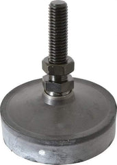 Vlier - 400 Lb Capacity, 1/2-13 Thread, 3-5/8" OAL, Steel Stud, Studded Pivotal Socket Mount Leveling Pad & Mount - 2" Stud Length, 3" Base Diam, Neoprene Pad, 3/4" Hex - Benchmark Tooling