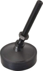 Vlier - 800 Lb Capacity, 1/2-13 Thread, 5-5/8" OAL, Steel Stud, Studded Pivotal Socket Mount Leveling Pad & Mount - 4" Stud Length, 3" Base Diam, Neoprene Pad, 3/4" Hex - Benchmark Tooling