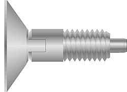 Vlier - 3/8-16, 3/4" Thread Length, 0.185" Max Plunger Diam, 1 Lb Init to 8 Lb Final End Force, Locking Knob Handle Plunger - Countersunk Knob, 1.26" Body Length, 0.22" Plunger Projection - Benchmark Tooling