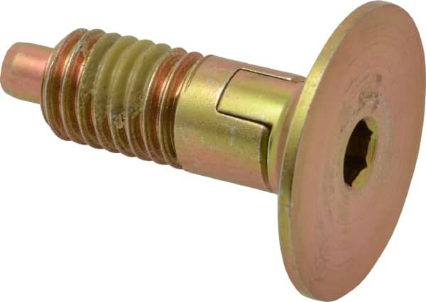 Vlier - 1/2-13, 0.65" Thread Length, 1/4" Max Plunger Diam, 1 Lb Init to 10 Lb Final End Force, Locking Knob Handle Plunger - Countersunk Knob, 1.38" Body Length, 1/4" Plunger Projection - Benchmark Tooling