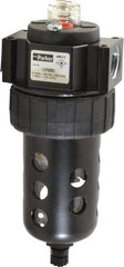 Parker - 1/2" Port, 46 CFM Coalescing Filter - Polycarbonate Bowl, Manual Drain, Modular Connection, 150 Max psi - Benchmark Tooling