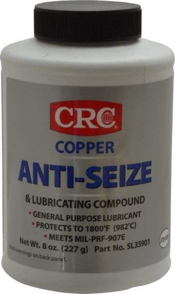 CRC - 8 oz Bottle General Purpose Anti-Seize Lubricant - Copper, -95 to 1,800°F, Bronze, Water Resistant - Benchmark Tooling