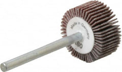 Value Collection - 3/4" Diam x 3/8" Face Width, Very Fine Aluminum Oxide Coated Mounted Flap Wheel - 1/8" Shank Mount, 180 Grit, X Weighted Cloth Backing, 35,000 Max RPM - Benchmark Tooling