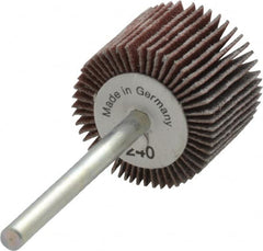 Value Collection - 3/4" Diam x 5/8" Face Width, Very Fine Aluminum Oxide Coated Mounted Flap Wheel - 1/8" Shank Mount, 240 Grit, X Weighted Cloth Backing, 35,000 Max RPM - Benchmark Tooling