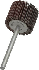 Value Collection - 3/4" Diam x 5/8" Face Width, Extra Fine Aluminum Oxide Coated Mounted Flap Wheel - 1/8" Shank Mount, 320 Grit, X Weighted Cloth Backing, 35,000 Max RPM - Benchmark Tooling