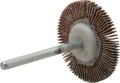 Value Collection - 1-3/16" Diam x 1/8" Face Width, Extra Fine Aluminum Oxide Coated Mounted Flap Wheel - 1/8" Shank Mount, 320 Grit, X Weighted Cloth Backing, 30,000 Max RPM - Benchmark Tooling