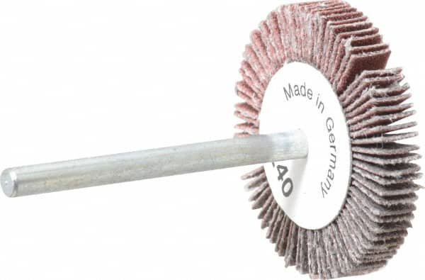 Value Collection - 1-3/16" Diam x 3/16" Face Width, Very Fine Aluminum Oxide Coated Mounted Flap Wheel - 1/8" Shank Mount, 240 Grit, X Weighted Cloth Backing, 30,000 Max RPM - Benchmark Tooling