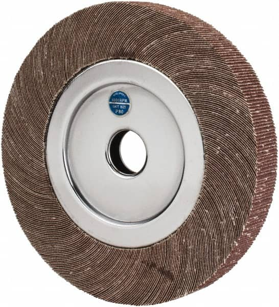 Value Collection - 8" Diam, 80 Grit Aluminum Oxide Unmounted Flap Wheel - 1" Hole, 1" Wide, Coated, Medium Grade, 4,800 Max RPM - Benchmark Tooling