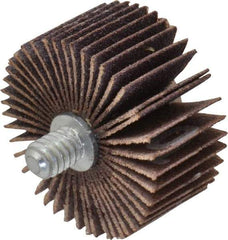 Norton - 1-3/8" Diam x 5/8" Face Width, Fine Aluminum Oxide Coated Mounted Flap Wheel - 1/4-20 Threaded Mount, 120 Grit, Cloth Backing, 30,000 Max RPM - Benchmark Tooling