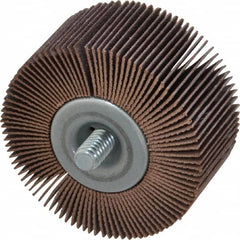 Norton - 2" Diam x 1" Face Width, Very Fine Aluminum Oxide Coated Mounted Flap Wheel - 1/4-20 Threaded Mount, 180 Grit, Cloth Backing, 23,000 Max RPM - Benchmark Tooling