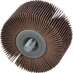 Norton - 2" Diam x 1" Face Width, Fine Aluminum Oxide Coated Mounted Flap Wheel - 1/4-20 Threaded Mount, 120 Grit, Cloth Backing, 23,000 Max RPM - Benchmark Tooling