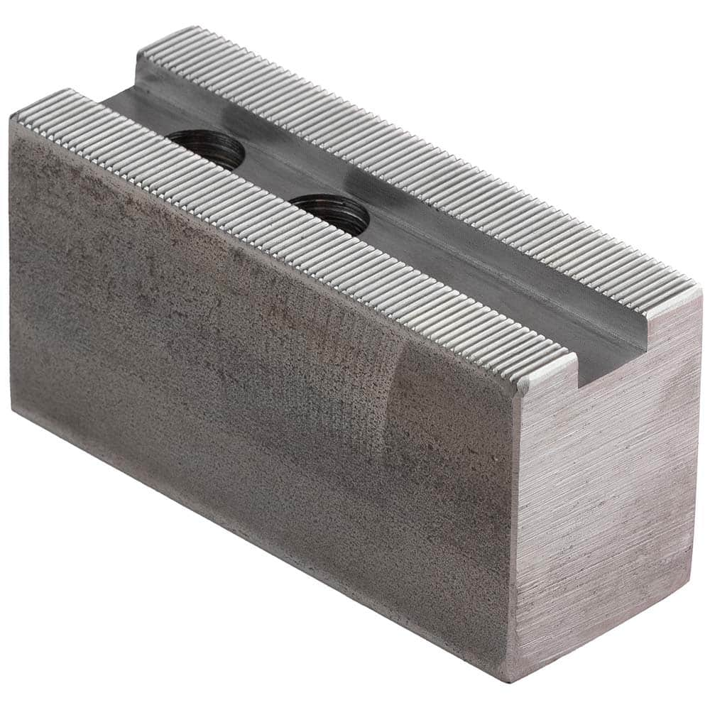 Dillon Manufacturing - Soft Lathe Chuck Jaws; Jaw Type: Square ; Material: Steel ; Jaw Interface Type: 1.5mm x 60 Serrated ; Maximum Compatible Chuck Diameter (Inch): 8 ; Minimum Compatible Chuck Diameter (Inch): 0 ; Overall Height (Inch): 4 - Exact Industrial Supply