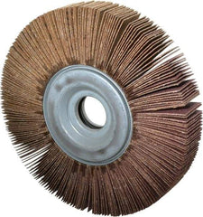 Norton - 6" Diam, 80 Grit Aluminum Oxide Unmounted Flap Wheel - 1" Hole, 1" Wide, Coated, Medium Grade, 6,200 Max RPM , Cloth Backing - Benchmark Tooling