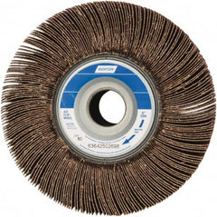Norton - 6" Diam, 80 Grit Aluminum Oxide Unmounted Flap Wheel - 1" Hole, 3" Wide, Coated, Medium Grade, 6,200 Max RPM , Cloth Backing - Benchmark Tooling