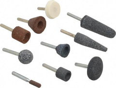 Grier Abrasives - 10 Piece Aluminum Oxide Vitrified Mounted Stone Abrasive Point Set - Includes Shapes A1, A24, A25, A3, A31, A32, A34, A36, A38 & A39 - Benchmark Tooling