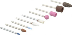 Grier Abrasives - 9 Piece Aluminum Oxide Vitrified Mounted Stone Abrasive Point Set - Includes Shapes B44, B52, B53, B96, B97, B122, B131, B132 & B135 - Benchmark Tooling
