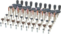 Grier Abrasives - 100 Piece Aluminum Oxide Vitrified Mounted Stone Abrasive Point Set - Assorted Shapes - Benchmark Tooling