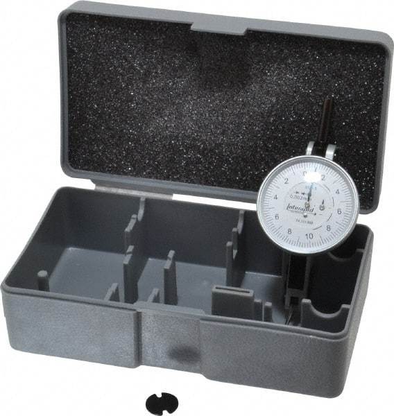 INTERAPID - 0.4 mm Range, 0.002 mm Dial Graduation, Horizontal Dial Test Indicator - 1-1/2 Inch White Dial, 0-10-0 Dial Reading - Benchmark Tooling