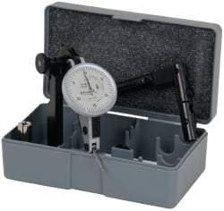 TESA Brown & Sharpe - 6 Piece, 0.05" to 0.06" Measuring Range, 1-1/2" Dial Diam, 0-15-0 Dial Reading, White Dial Test Indicator Kit - 0.0001" Accuracy, 0.65" Contact Point Length, 0.08" Ball Diam, 0.005" Dial Graduation - Benchmark Tooling