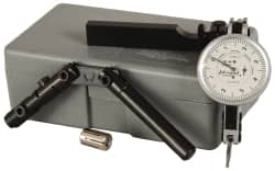 TESA Brown & Sharpe - 6 Piece, 0.0001" to 0.06" Measuring Range, 1-1/2" Dial Diam, 0-4-0 Dial Reading, White Dial Test Indicator Kit - 0.0001" Accuracy, 0.65" Contact Point Length, 0.08" Ball Diam, 0.001" Dial Graduation - Benchmark Tooling