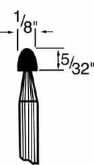 Grier Abrasives - 1/8 x 5/32" Head Diam x Thickness, B47, Tree, Aluminum Oxide Mounted Point - Benchmark Tooling