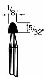 Grier Abrasives - 1/8 x 5/32" Head Diam x Thickness, B47, Tree, Aluminum Oxide Mounted Point - Benchmark Tooling