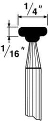 Grier Abrasives - 1/4 x 1/16" Head Diam x Thickness, B64, Wheel Radius Edge, Aluminum Oxide Mounted Point - Benchmark Tooling