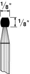 Grier Abrasives - 1/8 x 1/8" Head Diam x Thickness, B65, Wheel Radius Edge, Aluminum Oxide Mounted Point - Benchmark Tooling