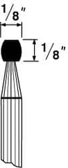 Grier Abrasives - 1/8 x 1/8" Head Diam x Thickness, B65, Wheel Radius Edge, Aluminum Oxide Mounted Point - Benchmark Tooling