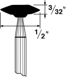 Grier Abrasives - 1/2 x 1/8" Head Diam x Thickness, B72, Wheel Tapered Edge, Aluminum Oxide Mounted Point - Benchmark Tooling