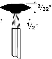 Grier Abrasives - 1/2 x 1/8" Head Diam x Thickness, B72, Wheel Tapered Edge, Aluminum Oxide Mounted Point - Benchmark Tooling