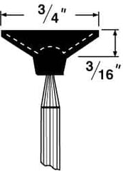 Grier Abrasives - 3/4 x 3/16" Head Diam x Thickness, B81, Inverted Cone Cupped End, Aluminum Oxide Mounted Point - Benchmark Tooling