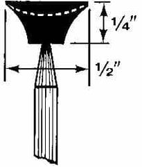 Grier Abrasives - 1/2 x 1/4" Head Diam x Thickness, B82, Inverted Cone Cupped End, Aluminum Oxide Mounted Point - Benchmark Tooling