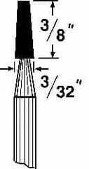 Grier Abrasives - 1/8 x 3/8" Head Diam x Thickness, B97, Flat Cone, Aluminum Oxide Mounted Point - Benchmark Tooling