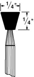 Grier Abrasives - 1/4 x 1/4" Head Diam x Thickness, B105, Inverted Cone Flat End, Aluminum Oxide Mounted Point - Benchmark Tooling