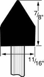 Grier Abrasives - 11/16 x 7/8" Head Diam x Thickness, A14, Pointed Cylinder, Aluminum Oxide Mounted Point - Benchmark Tooling