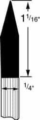 Grier Abrasives - 1/4 x 1-1/16" Head Diam x Thickness, A15, Pointed Cylinder, Aluminum Oxide Mounted Point - Benchmark Tooling