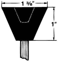 Grier Abrasives - 1-3/8 x 1" Head Diam x Thickness, A31, Inverted Cone Cupped End, Aluminum Oxide Mounted Point - Benchmark Tooling