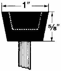 Grier Abrasives - 1 x 5/8" Head Diam x Thickness, A32, Inverted Cone Cupped End, Aluminum Oxide Mounted Point - Benchmark Tooling