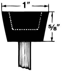 Grier Abrasives - 1 x 5/8" Head Diam x Thickness, A32, Inverted Cone Cupped End, Aluminum Oxide Mounted Point - Benchmark Tooling