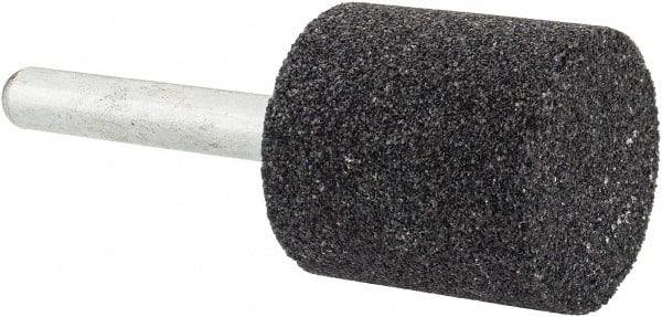 Grier Abrasives - 1 x 1" Head Diam x Thickness, W220, Cylinder, Aluminum Oxide Mounted Point - Benchmark Tooling