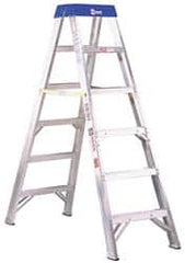 Made in USA - 12 Ft. High, Type IAA Rating, Aluminum Step Ladder - Benchmark Tooling