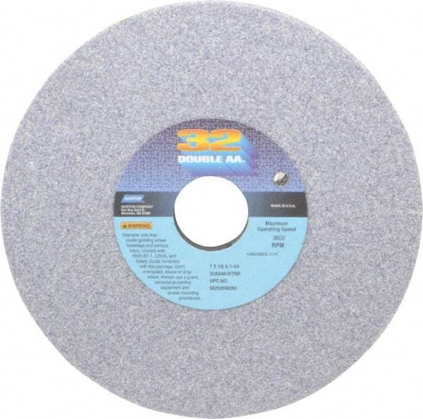 Norton - 7" Diam x 1-1/4" Hole x 1/2" Thick, I Hardness, 46 Grit Surface Grinding Wheel - Aluminum Oxide, Type 1, Coarse Grade, 3,600 Max RPM, Vitrified Bond, No Recess - Benchmark Tooling