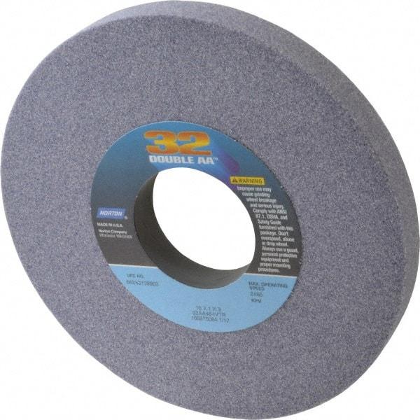 Norton - 10" Diam x 3" Hole x 1" Thick, I Hardness, 46 Grit Surface Grinding Wheel - Aluminum Oxide, Type 1, Coarse Grade, 2,485 Max RPM, Vitrified Bond, No Recess - Benchmark Tooling