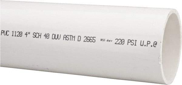 Made in USA - 4" Pipe, 5' Long PVC Unthreaded Plastic Pipe Nipple - 220 Max psi, 4" ID x 4-1/2" OD, Schedule 40, White - Benchmark Tooling