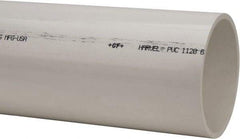 Made in USA - 6" Pipe, 5' Long PVC Unthreaded Plastic Pipe Nipple - 180 Max psi, 6.03" ID x 6-5/8" OD, Schedule 40, White - Benchmark Tooling