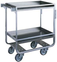 Made in USA - 650 Lb Capacity, 19-3/8" Wide x 32-5/8" Long x 34-1/2" High Standard Utility Cart - 2 Shelf, Stainless Steel, Swivel Casters - Benchmark Tooling